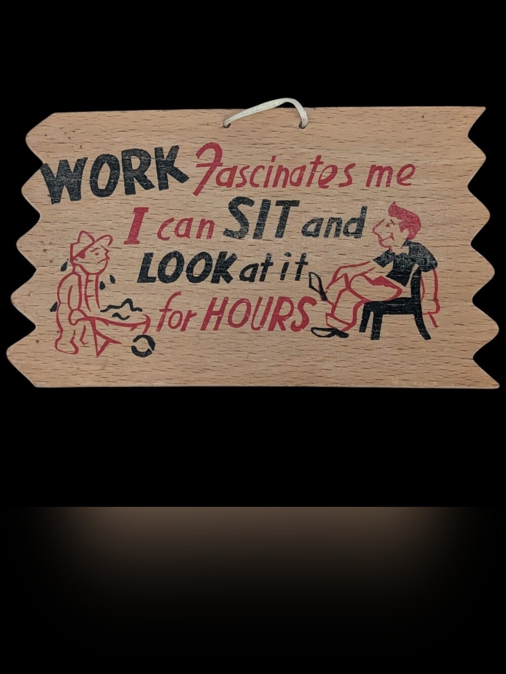 Vintage Wooden Souvenir "Work" Post Card - Wall Decor - Japan